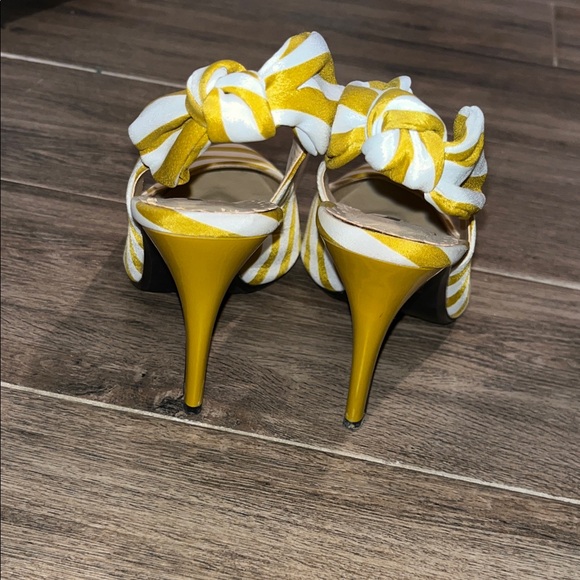 J.Renee Yellow and White Striped Heels - Picture 3 of 3
